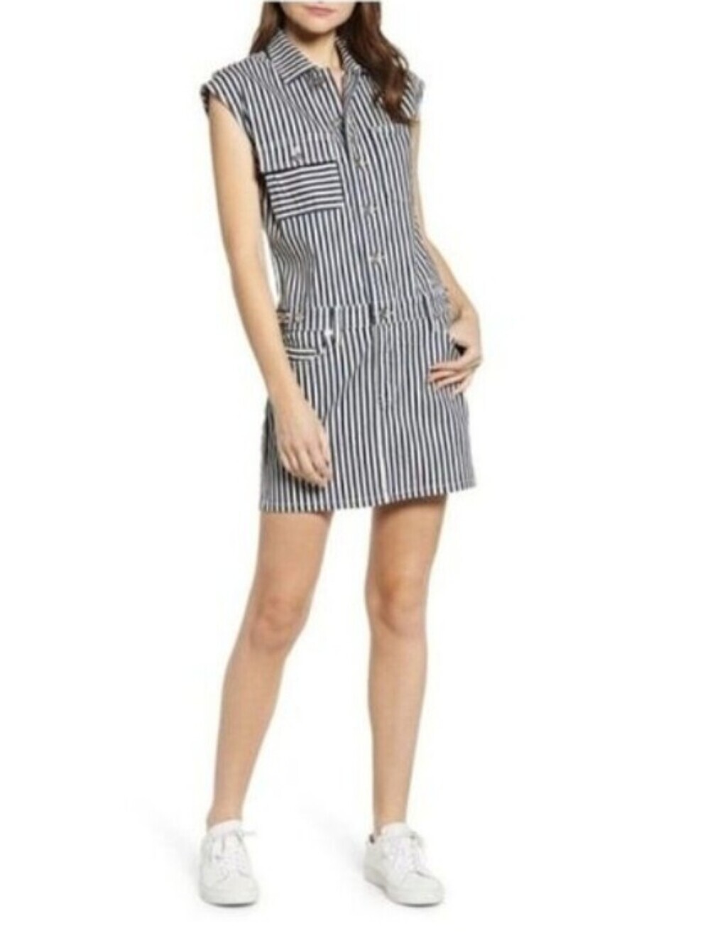 Anthropologie's Current/Elliot Railroad Stripe Sleeveless Jumpsuit Mini Dress